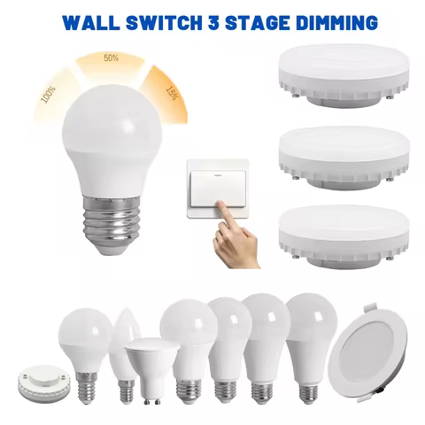 1/5/8/10/12PCS 3 Way LED Light Bulbs Dimming Light Bulb Soft White GX53 E27 E14 GU10 Base Three Way