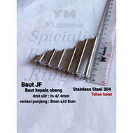 Jf Stainless 304 Bolt M.4/ (8mm length to 8cm) p.0.7