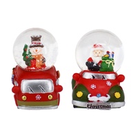 [YU Living] Japan Imported MARKS Christmas Crystal Ball Car 3 Inch High Santa Snowman Snowflake (2 S