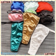 LETTER1 Thong, Silk Satin Sexy Mens Panties, Elastic Gay Pouch Sissy Underwear