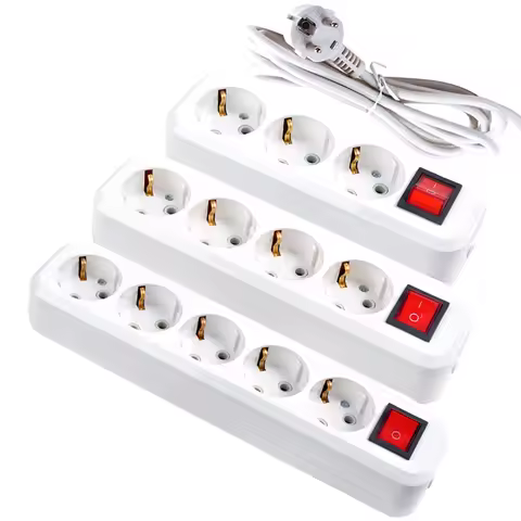 Multi-function White European 3/4/5 Jack German Russia Korea Power Strip 3M 5M EU Extension Outlet 1