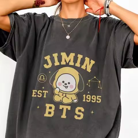 BTS Jimin BT21 CHIMMY Graphics Unisex 100%cotton Shirt Korean Kpop Boy Band Arirang World 2026 Tour 