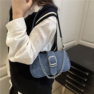 Cod Denim Underarm Handbag Women 2025 New Style Fashion Chain Shoulder Bag Retro Niche Messenger Bag