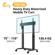(SG) Heavy Duty Motorized TV Mobile Cart with Wheels TW100 / 75" - 110" TV Mount / Wireless Remote Control / Universal Fit