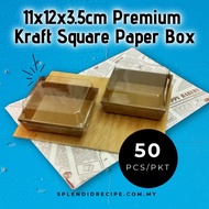 Premium Square Paper Box with PET Lid (50pcs) Burger Cake Sandwich Box | Kotak kek 12 X 12 X3cm