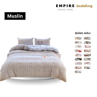 Bed sheet set of 4 Piece cotton muslin EMPIRE premium soft and smooth vintage Korean bedding - EMPIR