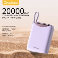 Orashare PML20C 20000mAh 22.5W Powerbank With Built-In Type C Cable Mini Stylish Cube Power Bank