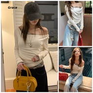 Grace Ready Stock - Stylish Slanted Shoulder Top for Women | GR3533