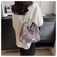 UISN S92176 Shoulder Bag Large Capacity Canvas Underarm Bag Retro Handbag Mobile Phone Bag