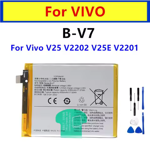 New Battery 3.89V 4500mAh B-V7 Replaced Battery For Vivo V25 V2202 V25E V2201 +Free Tools