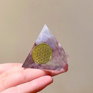 【藍紋瑪瑙+淺紫水晶】奧根能量塔Orgonite (6cm/5cm/4cm)