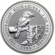 1998 Australia 1 oz Silver Kookaburra
