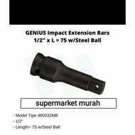 GENIUS Impact Extension Bars 1/2" x L75mm w/Steel Ball .