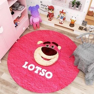 Thảm trải sàn bali tròn 1mx1m chống trơn trượt họa tiết hình thú dễ thương.