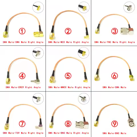 SMA Male Switch SMA N TNC BNC MCX MMCX TS9 CRC9 Right Angle Pigtail Cable RG316 for WIFI Wireless 3G