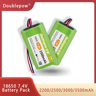 Doublepow 18650 7.4V rechargeable lithium battery 2200/2500/3000/3500mAh  battery pack