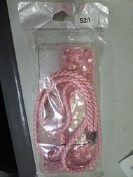 三星S20粉紅色手機套連繩