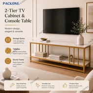 PACKONE Wooden Two-Tier Tv Cabinet Storage 4.6FT Kabinet TV Ringkas