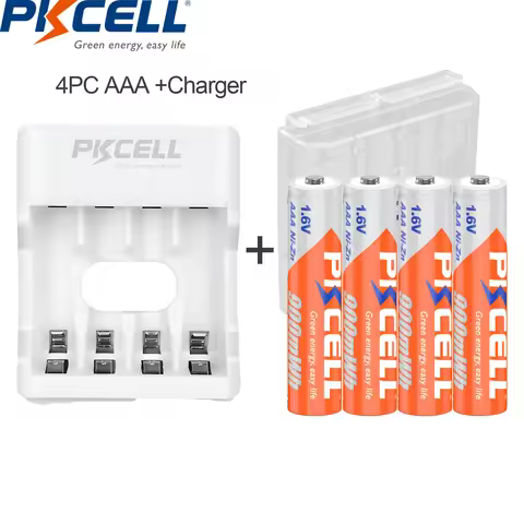 PKCELL 4PC 1.6V 900mWh Ni-Zn AAA Rechargeable Battery AAA batteries pack with NiZn Charger for NIZN 