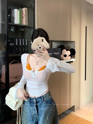 Áo Thun Dài Tay Ôm Vừa Vặn Pure Desire Style Dành Cho Nữ Mùa Hè Áo Lót Bó Sát Áo Phông Trắng Trong S