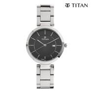 Titan Workwear Black Dial Analog with Day and Date Stainless Steel Strap watch for Women
