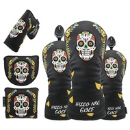 Good~Skull Flower Golf Wood Cover 1/3/5/UT Club Protective Cover No. 1 Wooden Fairway Wood Cap Cover