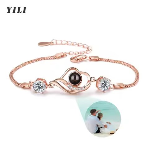 Custom Photo Bracelet with Picture Inside Personalized Heart Photo Bracelet Picture Bracelet Persona