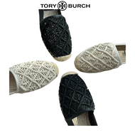 [Tory Burch Hong Kong]Tory Burch Hollow breathable mesh embroidered braided hemp rope flat fisherman shoes