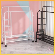 rak baju besi ampaian baju baby Mobile hanger standing double layer simple drying rail, student dorm