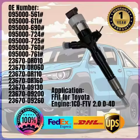 Fuel Injector 095000-5610 095000-7610 23670-0R010 23670-09130 for Toyota Avensis Verso RAV4 2.2 D 2A