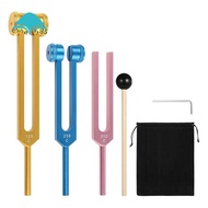 Chakra for Healing Tuning Fork Kit 3Pcs(128Hz, 256Hz, 512Hz) Aluminum Includes Hammer for Sound Ther