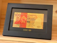 金鈔 HSBC  24K gold plated bank note 鍍金鈔票 金箔 匯豐銀行 滙豐 滙丰 100蚊 一百蚊 ‼️☝🏼絕版舊logo☝🏼‼️