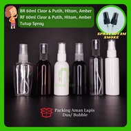 BOTOL PUTIH BR 30ML SPRAY MIST PET TEBAL PARFUM SANITIZER OIL SERUM - 30ml BR Amber, Spray Hitam