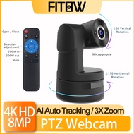 Taida 4K Auto Focus AI-Powered PTZ Webcam Remote Control Living Stream Camera 3X Zoom Auto Track Onl