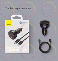 家中停電專用 車載充電器 160W 雙Type-C Car Charger接口 倍思 Baseus Tesla車載充電器 QC5.0 PD3.0 3 端口超快速充電車載電話充電器適配器 適用於 iPh