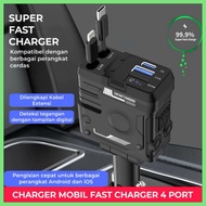 4-in-1 Car Charger with Fast Charging QC 3.0 Retractable PD 66W Type C & iphone