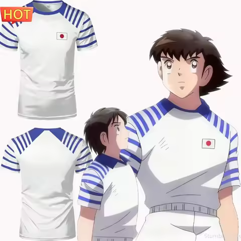 Anime Captain Tsubasa Nankatsu Soccer Jersey Men Clothes Boys Tshirt Cosplay Role Play Casual Fan Te