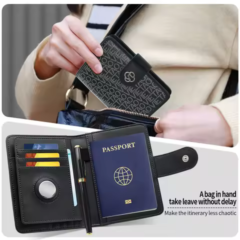 VIETAO Multifunctional Travel Passport Holder Wallet with Pen Holder&Coin Slot, Letters Printing PU 