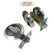 LOVIVER Sturdy Stainless Steel Round Knobs Rings Pulls Lock for Outdoor Invisible Door Corridor Cabi
