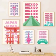 Trendy Travel Print Chicago New York San Francisco London Paris Rome Japan Amsterdam Berlin Egypt Mi