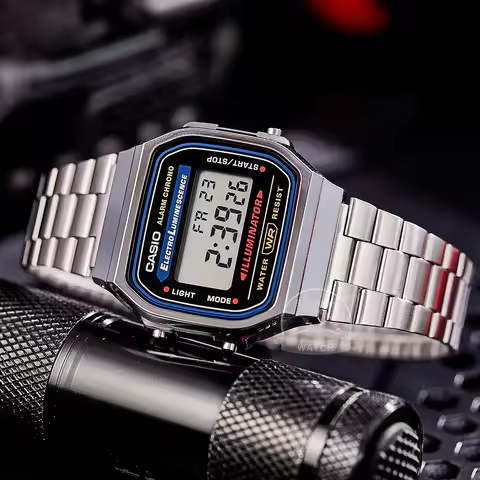 Casio silver watch for men LED digital Waterproof Quartz Small square table military Wrist Watch rel