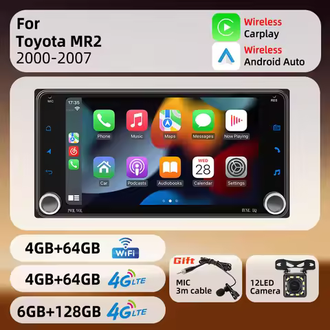 For Toyota MR2 MR 2 2000-2007 Head Unit 2 Din Android Radio Carplay Android Auto 7" Screen Car Multi