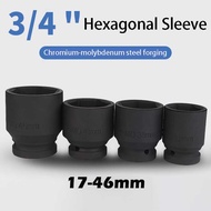 3/4 17-46mm Impact Wrench Socket Head Extended Hexagonal Wrench Heavy Duty Socket nical Automotive