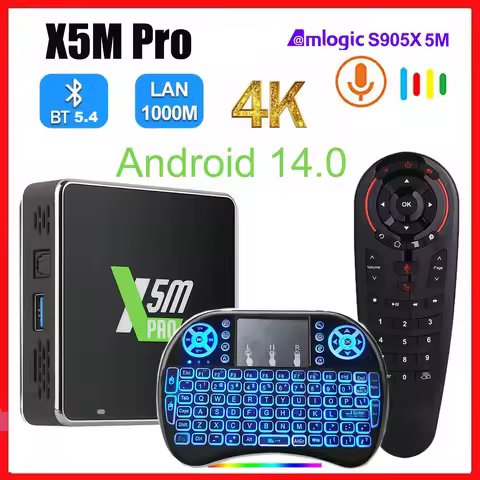 X5 Pro Smart Android 14 TV Box Amlogic S905X5M 4GB DDR4 32GB ROM Set Top Box WiFi 6 Gigabit BT 5.4 4