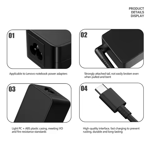 65W 20V 3.25A USB Notebook Laptop Charger Adapter Power For Lenovo ThinkPad,Hp,Chromebook,Yoga,Dell,