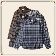 GRND Thick Checked Shirt Light Brushed Ami Khaki American Men's Long-Sleeved Shirt