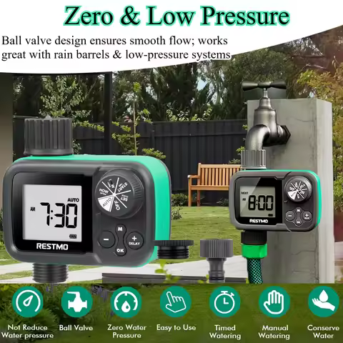 Ball Valve Garden Water Timer Low Water Pressure Sprinkler Timer Support Auto / Manual / Rain Delay 