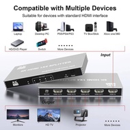 NEW 8K@60Hz 4K@120Hz 1x4 HDMI 2.1 Splitter,1 in 4 out HDMI Splitter Duplicate/Mirror Any HDMI Signal