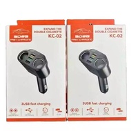 (JMB) Car Charger 3 USB Ports 2 Socket Car Splitter Car Cigarette Lighter Charger Socket