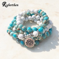 Ruberthen Fashion Design Howlite Natural Stone Mala Bracelet 108 Beads Mala Wrap Bracelet or High Qu